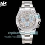 N+ Factory Swiss Copy Rolex 7750 Chronograph Daytona Iced Out Diamond Dial 904L Watch 